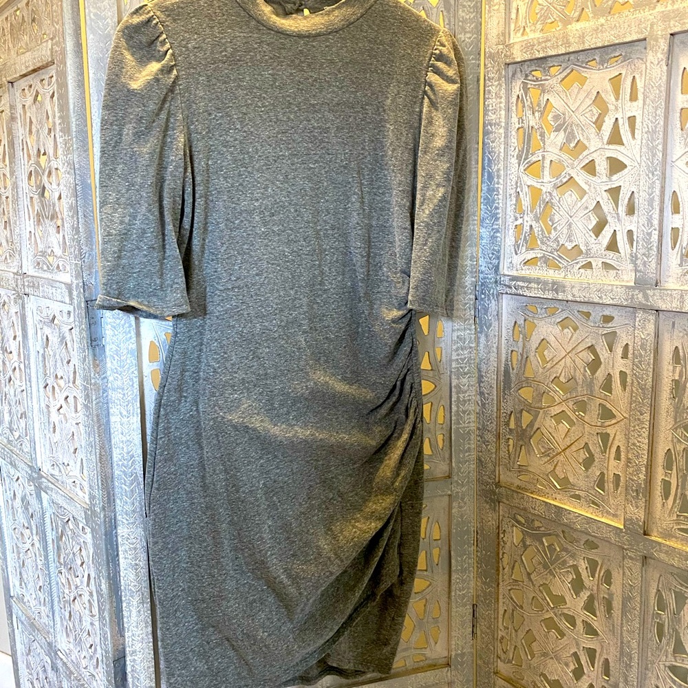 Green/Gray cotton faux wrap dress